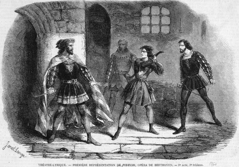 Cena de Fidelio no Théâtre Lyrique, Paris, 1860